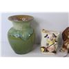 Image 2 : Vintage Ceramic Items - Vase (chip on lip) - Pig Vase - Deer & Dogs