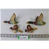 Image 1 : (2) Vintage Ceramic Duck Wall Hangers (one beak damaged) (2) Ceramic Pheasants