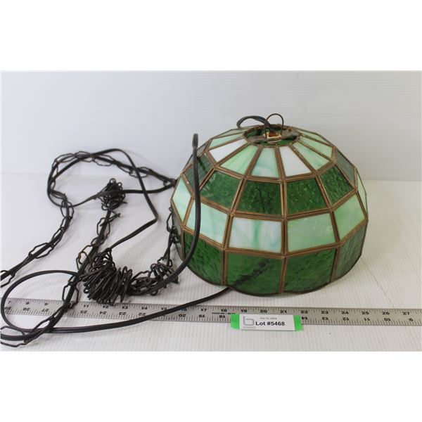 Hanging Stained Glass Lamp (has cracks in glass - rusting)