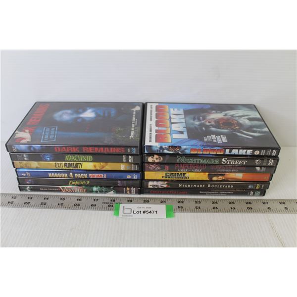 (12) DVDs - Blood Lake - Dark Remains - Nightmare Street - Pumpkin Heads - Arachnid - Crime Punishme