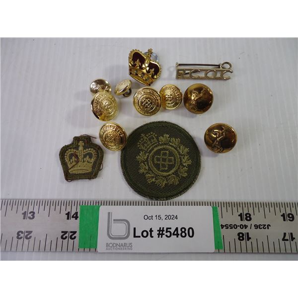 (12) Assorted Military Pins, Badges, and Buttons