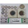 Image 1 : (12) Canadian Silver Dimes (2) Large Pennies and 1964 US Dollar