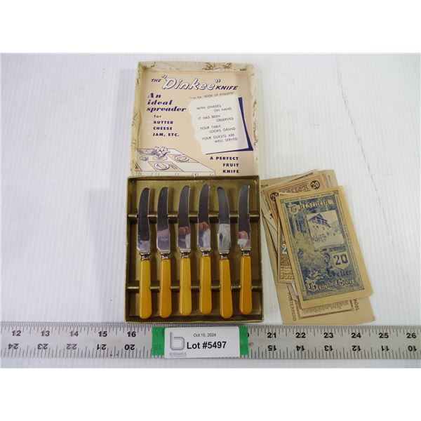 (6) Vintage Spreaders and (12) 1920's German Inflation Money