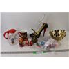 Image 1 : Coffee Pot, Wine Bottle and Wine Holder, Nesting Dolls, Brass Music Box, Assorted Kitchen Ware