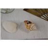 Image 2 : Brass Hand Fan, (2) Glass Dolphin Decorations, Elephant Decoration, Cream Pourer, (2) Seashells