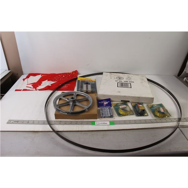 Band Saw Blade, (2) Self Adhesive Tap Measures, Corner Chisel, Socket Hole Jig