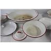 Image 3 : (8) Enamel Pots Plates and Bowls