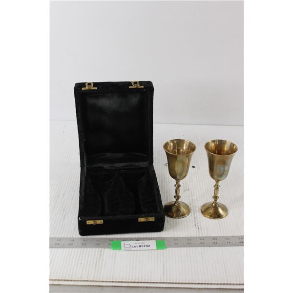 (2) Brass Goblets With Case