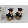 Image 3 : (2) Little Boy Graduation Figurines, Owl Decoration, Candy Dish, Clip, Salt and Pepper Shakers