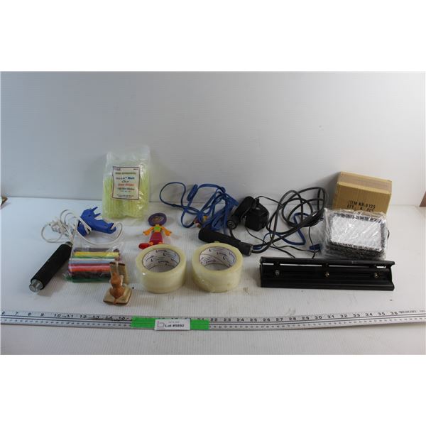 Glue Gun. Glue Sticks, Hole Punch, Packing Tapes and Assorted Items