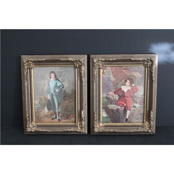 (2) Framed Renaissance Prints - Blue Boy & Red Boy 11'' x 9''