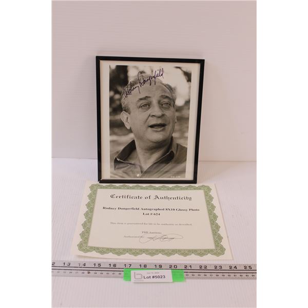 Rodney Dangerfield Signed Glossy Photo - 8" x 10" - w/Certificate of Authenticity - Damage on Frame 