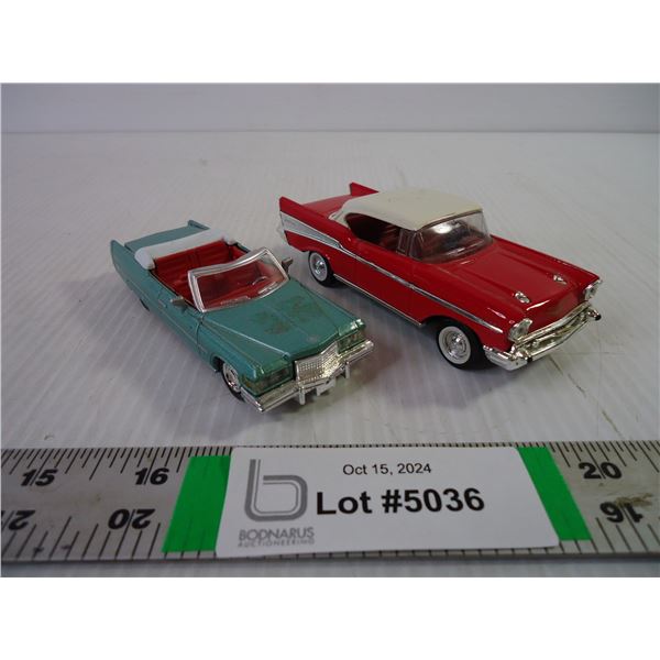 (2) 1:43 Cars-1957 Chev Bel Air and 1976 Cadillac
