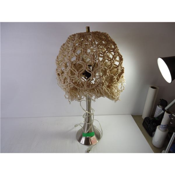 Vintage Macrame /Crochet Lamp Shade with Lamp