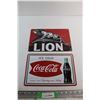 Image 1 : Lion & Coca Cola Signs 12'' x 8''