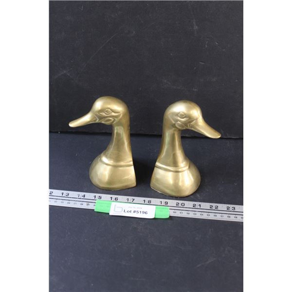 Brass Duck Book Ends - 6" Tall