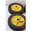 Image 2 : (4) Lawnmower Hard Turf Tires - 8" Diameter, as is