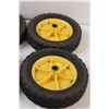 Image 3 : (4) Lawnmower Hard Turf Tires - 8" Diameter, as is