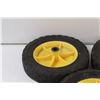 Image 2 : (3) Lawnmower Hard Turf Tires - 8" Diameter, as is