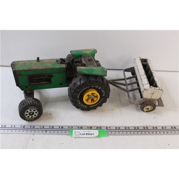 Tonka Metal Tractor Toy & Seeder - Some Wear
