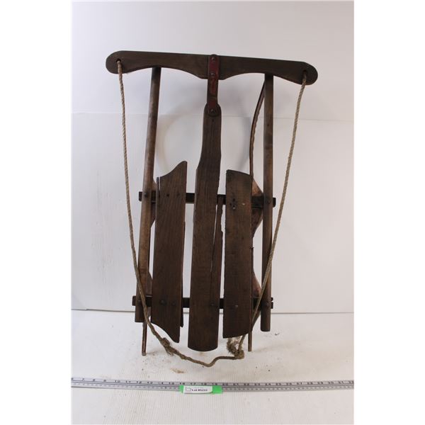 Antique Wood & Metal Toboggan - 32" x 14" - Some Wear, as is