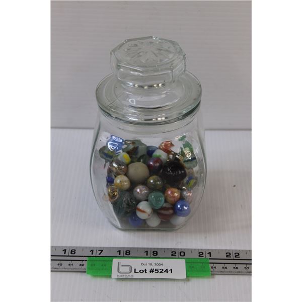 Glass Jar of Marbles (Half Full)