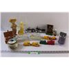 Image 1 : Lot: Matchbox Die Sat Metal Trains - Assorted, Avon Figurines, (2) Motorcycle Model Toys, Magnet Set
