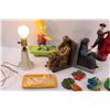 Image 5 : Lot: Bookends, Clear Antique Lamp - Works, Bart Simpson Skateboard (Missing Wheel), Matador Figurine