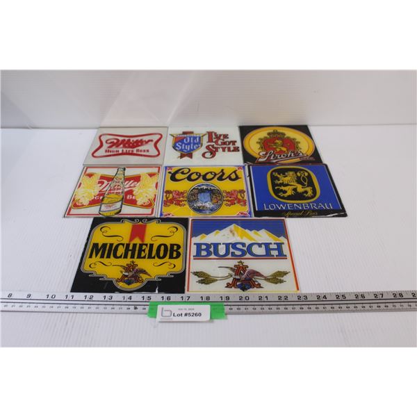 (8) Beer Glass Tiles - Assorted - 6" Tiles