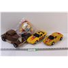 Image 1 : (3) Plastic Model Cars - 1:18 Scale & Santa Garfield (Sealed Bag)
