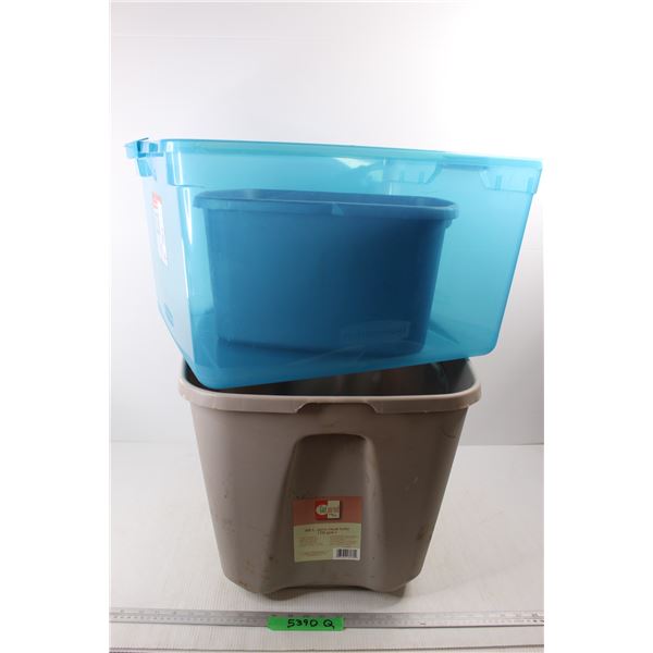 *(2) Big Rubbermaid Tubs, (1) Small Rubbermaid Tub - No Lids