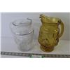 Image 1 : Amber Glass Pitcher - Glass Pitcher w/Etched Grapes & Vines