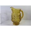 Image 2 : Amber Glass Pitcher - Glass Pitcher w/Etched Grapes & Vines