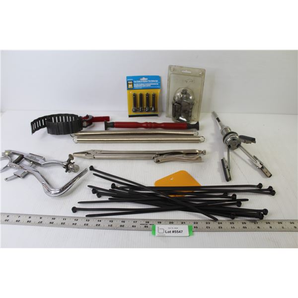 Honing Tool - Long Vice Grip - (4) Snap-in Rubber Valve Stems - Zip Ties - Filter Wrench - Misc. Ite