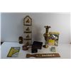 Image 1 : Decorative Paddle, Document Organiser Rack, Bell, Brass Vase, Jewelry Box and Assorted Items