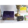 Image 4 : Decorative Paddle, Document Organiser Rack, Bell, Brass Vase, Jewelry Box and Assorted Items