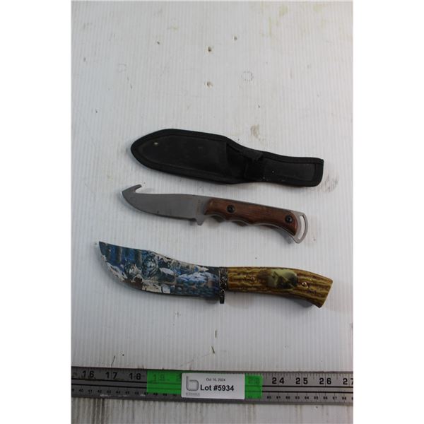 Hunting Knife with Sheath and Decorative Modern Art Knife