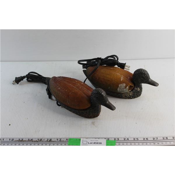 (2) Vintage Duck Outdoor Lights - As Is, Cracked