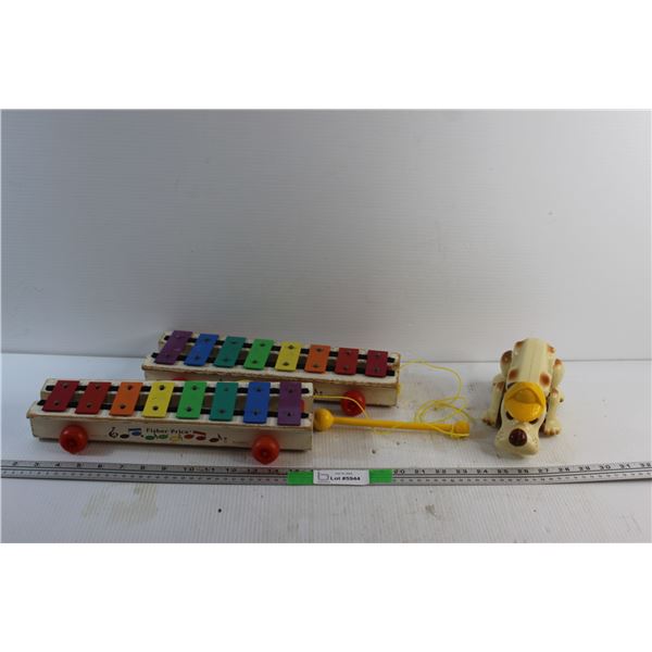 (2) Fisher Price Xylophones and Vintage Dog Toy