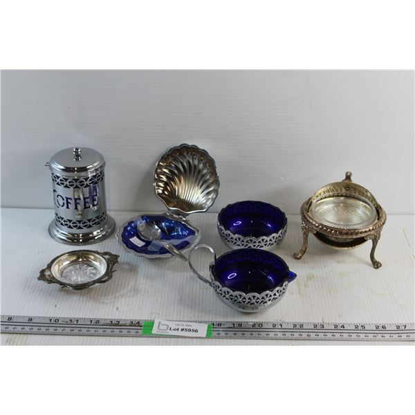 Cobalt Blue Cream & Sugar Set and Coffee Container