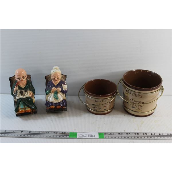 Potato Chips and Nuts Ceramic Bowls and Ceramic Novelty Piggy Banks