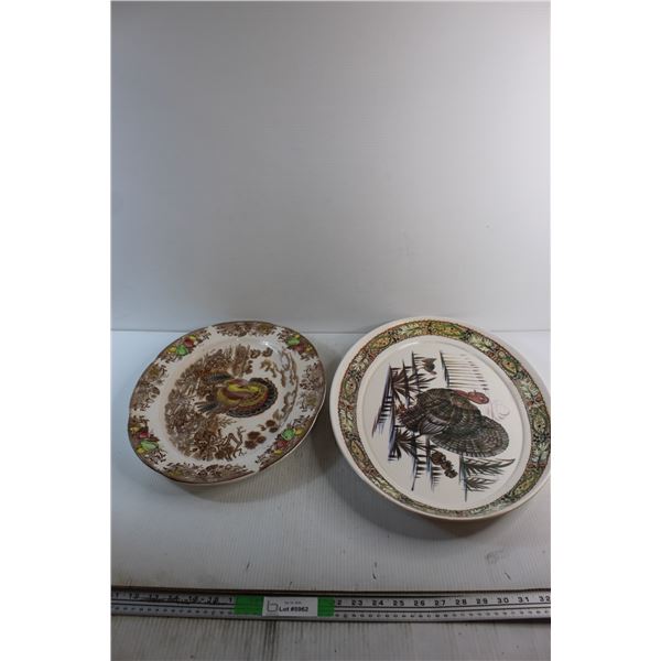 Plastic & Ceramic Serving Trays 21'' and 11'' Long