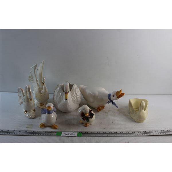 Ceramic Swan Decorations and Planters