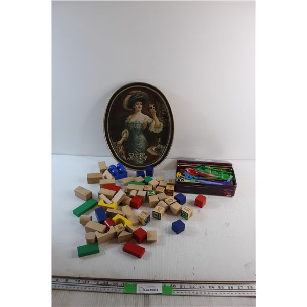 Pepsi Cola Tray, Swizzle Sticks and Kids Learning Cubes