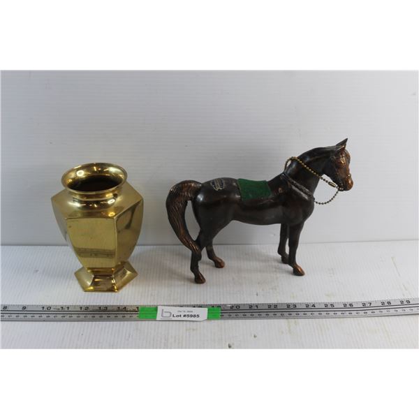 Brass Vase and Horse Souvenir