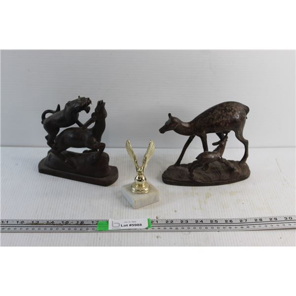 Eagle Statue and Wooden Decorations