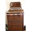 Image 1 : Antique Six Drawer Dresser w/Vanity Mirror (18"x34"x66")