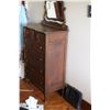 Image 2 : Antique Six Drawer Dresser w/Vanity Mirror (18"x34"x66")
