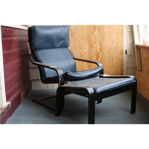 Ikea Leather Chair w/Foot Stool