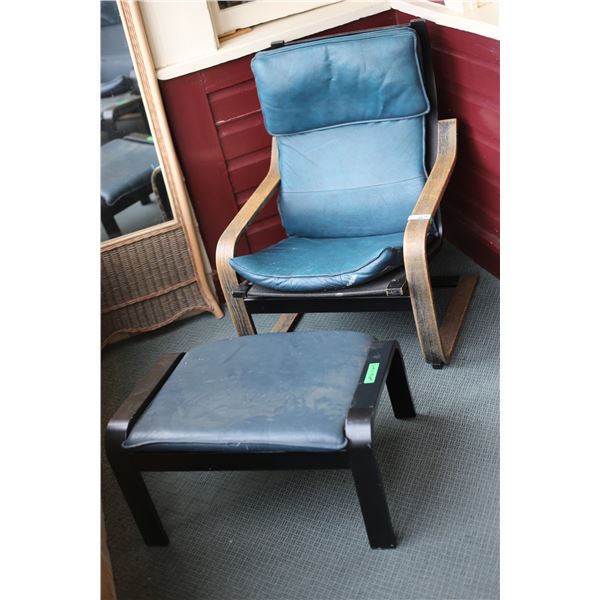 Ikea Leather Chair w/Foot Stool